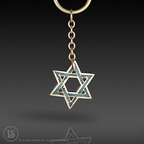 Star of David Keychain, Bronze