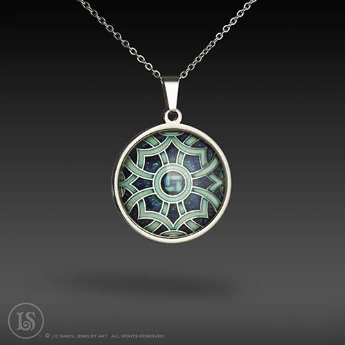 Dreamweaver Aqua Pendant, Glass, Stainless Steel